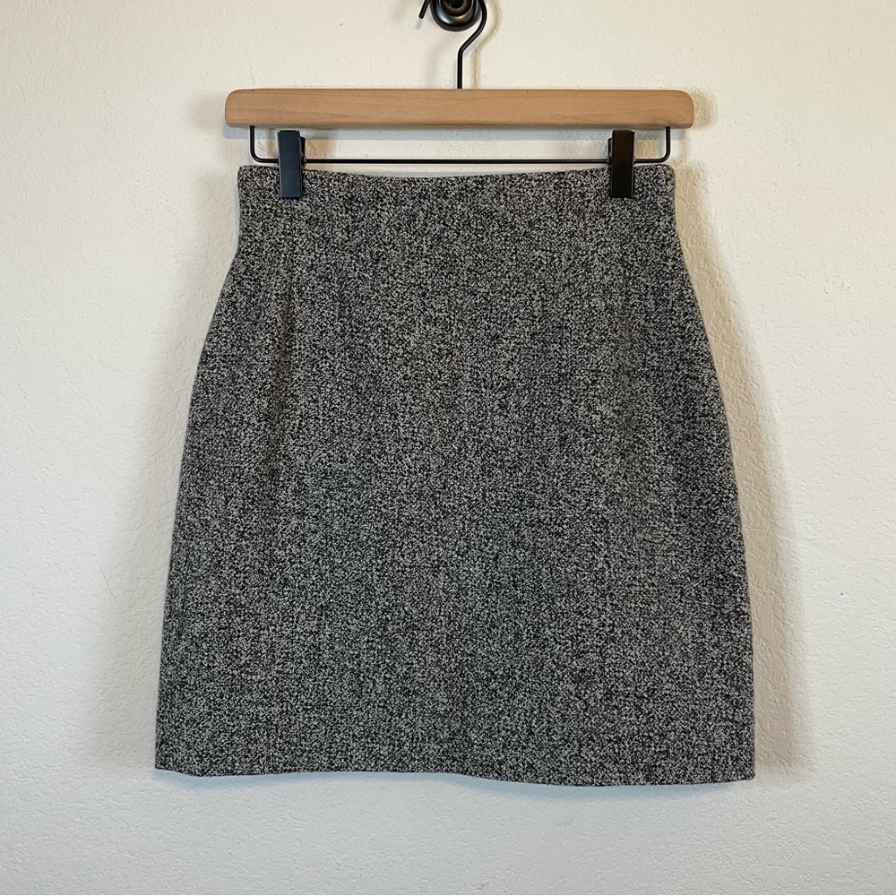 Jones New York Vintage Lambswool Cashmere Blend Black Cream Textured Skirt Sz 6